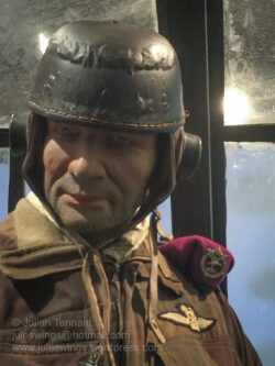 Detail of the helmet worn by a Glider pilot of the 1st Airlanding Brigade. Photo: Julian Tennant
