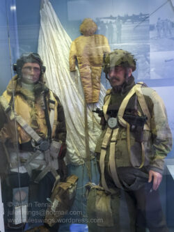 RAF aircrew and British Paratrooper with a 'dummy' para in the background. Photo: Julian Tennant