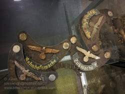 Selection of German gorgets that have seen better days, on display at the Arnhem Oorlogsmuseum 40-45. Photo: Julian Tennant. Arnhem Oorlogsmuseum 40-45. Arnhem War Museum 40-45.