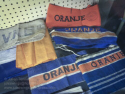 Dutch resistance 'Oranje' armbands on display at the Arnhem Oorlogsmuseum 40-45. Photo: Julian Tennant Arnhem Oorlogsmuseum. Photo: Julian Tennant
