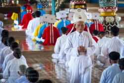 Midday prayer service at the Cao Đài Holy See in Tây Ninh. Photo: Julian Tennant