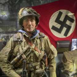 Exhibit detail at the D-Day Experience Museum, Normandy, France. Photo: Julian Tennant US Paratrooper's D-Day Experience Museum. Saint-Côme-du-Mont, Normandy