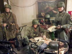 Dead Man's Corner Museum exhibit displaying Major von der Heydte, commanding officer of Fallschirmjäger Regiment 6 in the room that he used as his command post during the fighting around Saint-Côme-du-Mont on the 6th of June 1944. Photo: Julian Tennant 'Dead Man’s Corner' - German Paratrooper Museum – Saint-Côme-du-Mont, Normandy