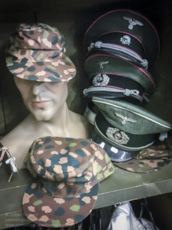 Reproduction items for sale in the 'Paratrooper' shop at the Dead Man's Corner Museum. Photo: Julian Tennant 'Dead Man’s Corner' - German Paratrooper Museum – Saint-Côme-du-Mont, Normandy