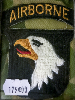 US 101st Airborne patch for sale in the 'Paratrooper' shop. Photo: Julian Tennant 'Dead Man’s Corner' - German Paratrooper Museum – Saint-Côme-du-Mont, Normandy