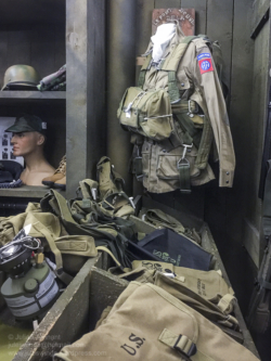 Reproduction items for sale in the 'Paratrooper' shop at the Dead Man's Corner Museum. Photo: Julian Tennant 'Dead Man’s Corner' - German Paratrooper Museum – Saint-Côme-du-Mont, Normandy