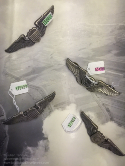 Original USAAF wings for sale in the 'Paratrooper' shop at the Dead Man's Corner Museum. Photo: Julian Tennant 'Dead Man’s Corner' - German Paratrooper Museum – Saint-Côme-du-Mont, Normandy