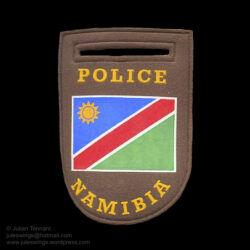 Namibian Police shoulder patch. Several variations of this patch exist, however this type is often seen being worn by members of the Special Reserve Force.