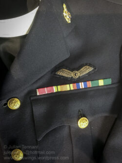 Detail from a British military chaplain's dress uniform. Note the bullion Glider Pilot qualification wing. Photo: Julian Tennant