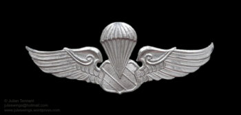 Thai Police Third Class parachutist metal variation. The metal wings were often worn by PARU advisors on their berets or shirts whilst deployed to Laos during the war.