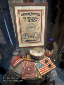 Items belonging to Vincent J Speranza, H Company, 3rd Battalion, 501st Parachute Infantry Regiment, 101st Airborne Division. 101st Airborne Museum - souvenirs of Vincent J Speranza
