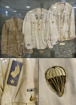 Model 1942 tropical jacket and insignia detail from the uniform of Lieutenant Ilio Fonocchi of the 15th Company of the 5th Battalion, 186th Regiment