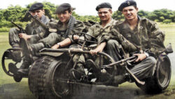 Belgian commandos from the 2nd Commando Battalion on their AS 24 Combat Tricycle. Operation Dragon Rouge, 1964.