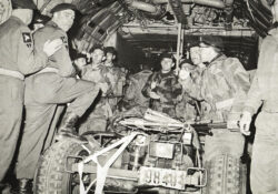Belgian paras in an aircraft with their folded AS 24 combat tricycle. Operation Dragon Rouge 1964.