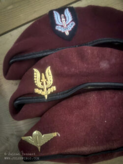 Berets of 5 SAS (top), 1 Parachute Battalion (middle) and Para-commandos (bottom)