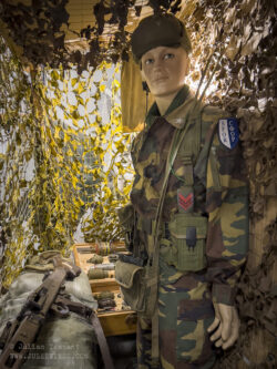 Display depicting a paratrooper of the NATO-led Stabilization Force (SFOR) in Bosnia and Herzegovina, a peacekeeping operation following the Yugoslav Wars. The operation ran from 1996 until 2004.