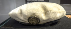 Beret of the Indochinese Parachute Company of the Foreign Legion (CIPLE). These Indochinese legionnaires were distinguished from other members of the Legion by the white beret. This one has the parachute beret badge, however the white beret was also worn by other auxiliary units of the Legion. French Foreign Legion Museum Aubagne Musée de la Légion Etrangère
