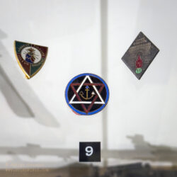 Badges of the "La Chaîne" (Haute-Alpes region) resistance group created in 1942 by Lieutenant Antoine Mauduit an officer the 12th Foreign Infantry Regiment. French Foreign Legion Museum Aubagne Musée de la Légion Etrangère