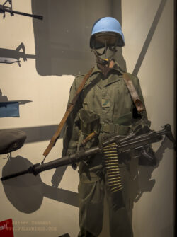 Uniform of Legionnaire of the 2nd Foreign Parachute Regiment (2 REP), serving as a UN peacekeeper in Chad French Foreign Legion Museum Aubagne Musée de la Légion Etrangère