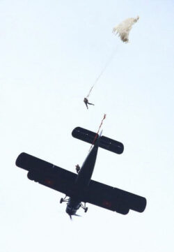 Exiting the Anatov AN-2TD aircraft.