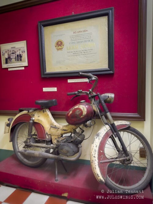 Motorcycle used by the 5th Commando Team to attack the Independence Palace during the Tet holiday, 1968.