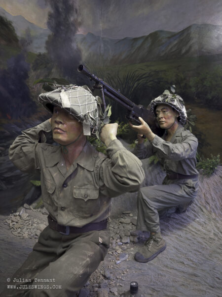 Comrade Be Van Dan used his body as gun carriage in the Battle of Muong Pon and the liberation of Lai Chau Town (December 1953). Naturally, Veteran's Affairs deemed his tinnitus as not being service related. Photo: Julian Tennant Dien Bien Phu Victory Museum
